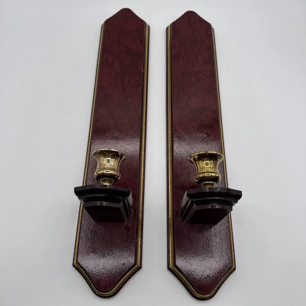 Vintage Home Interior Wood Sconces Candle Votive Cup Holders Set Of Two
